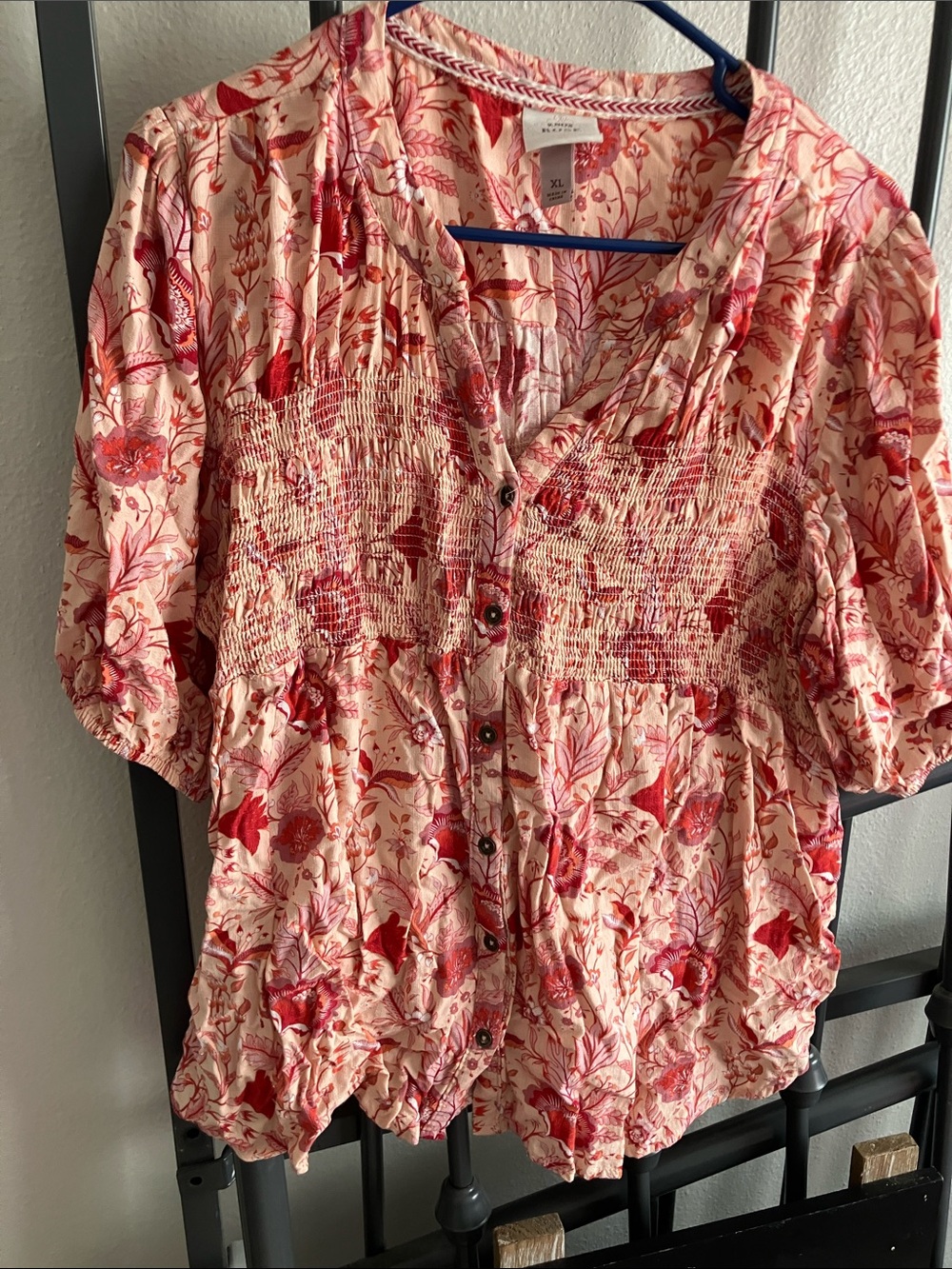 Knox Rose Cream Blouse with Pink & Red Floral Print